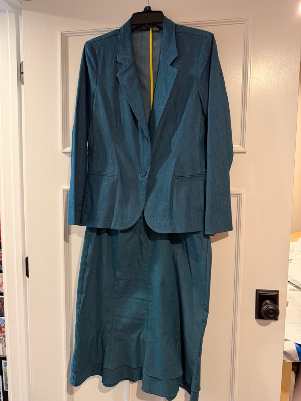 new directions Teal Two-Piece Blazer and Skirt Set